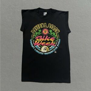 Vintage 1992 Daytona Beach Bike Week Singlestitch Sleeveless Shirt. Size L.